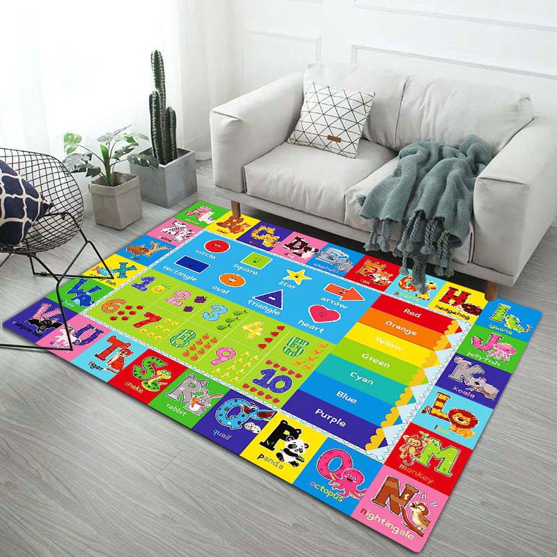 LIVEBOX Alfombra espacial redonda ABC para sala de juegos infantil,  alfombra del alfabeto, alfombra de juego para gatear para dormitorio de los  niños