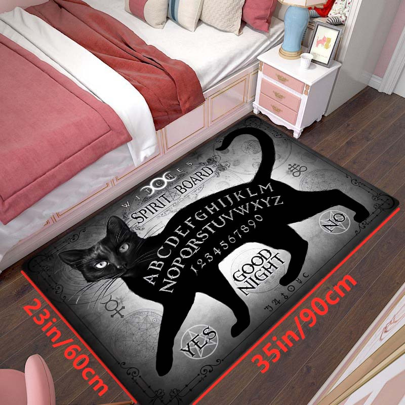 Gothic black cat area rug Halloween rug