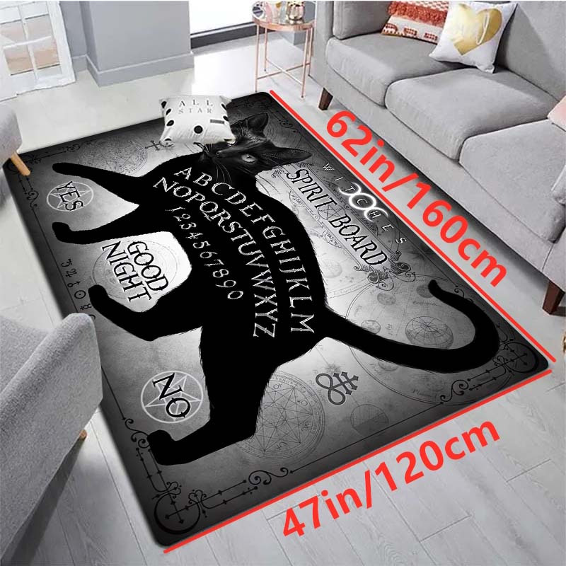 Gothic black cat area rug Halloween rug