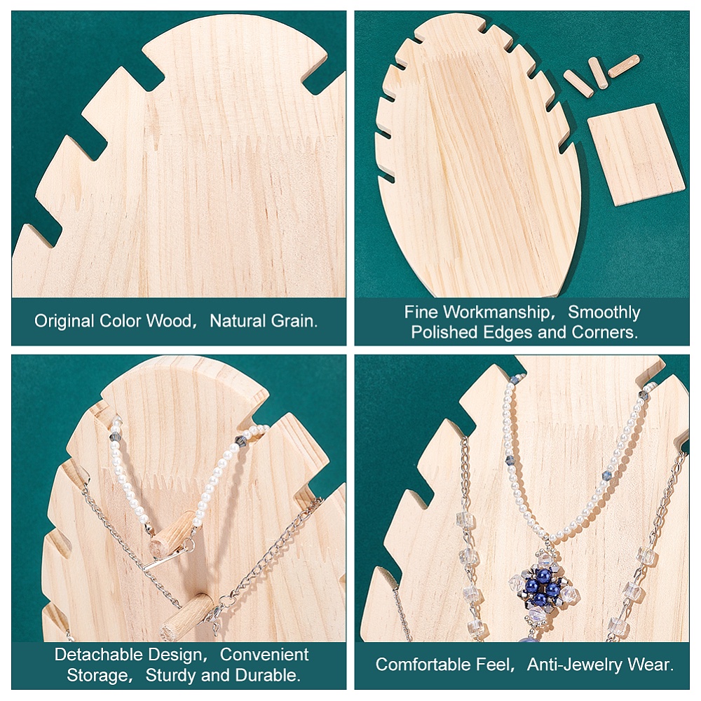 Expositor de Joyas para Collares, Expositor de Joyas de Cadena, Soporte de  Exhibición de Collares de bambú con 12 Ranuras, Organizador de Soporte de