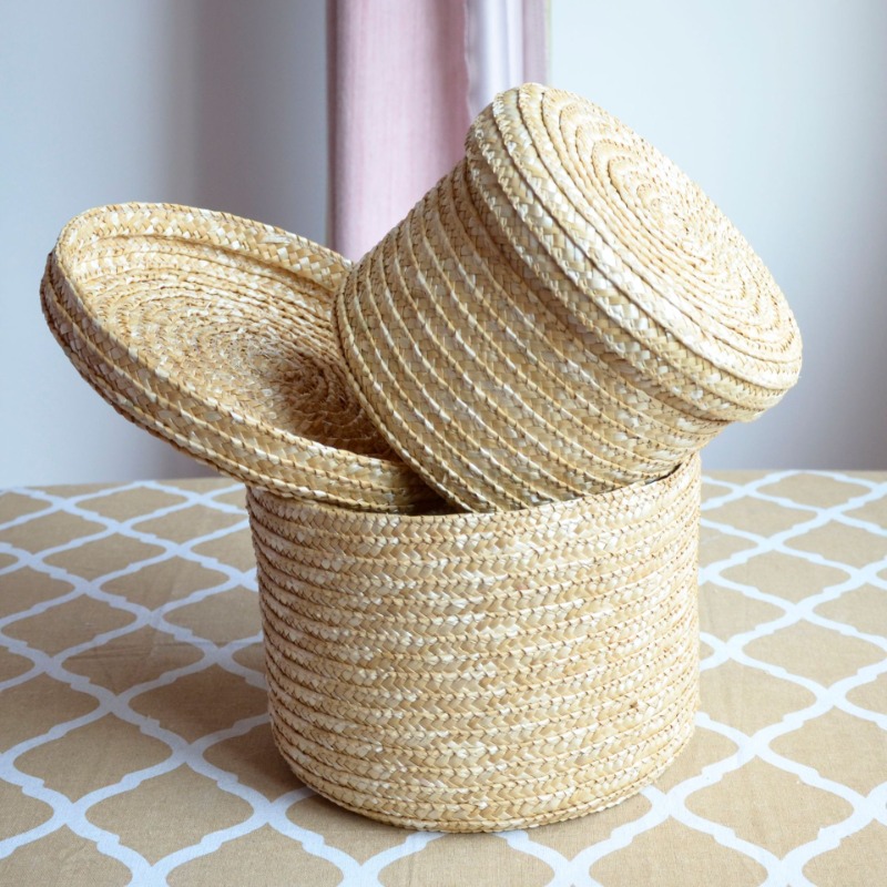 Hand Woven Storage Baskets Round Woven Baskets For - Temu