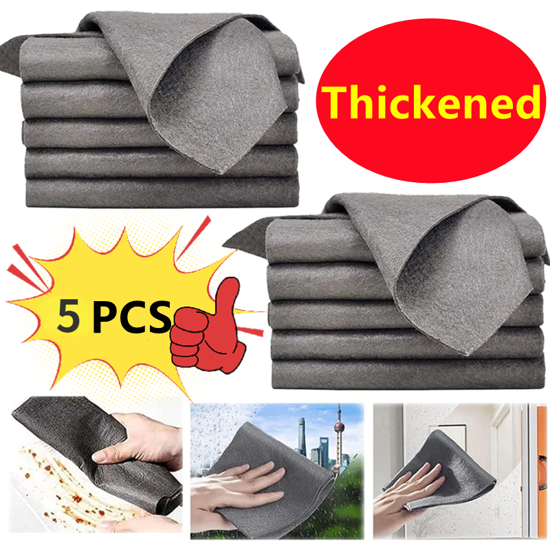 2/5Pcs Thickened Magic Cleaning Cloths Streak Free Microfiber Soft Rags  Reusable