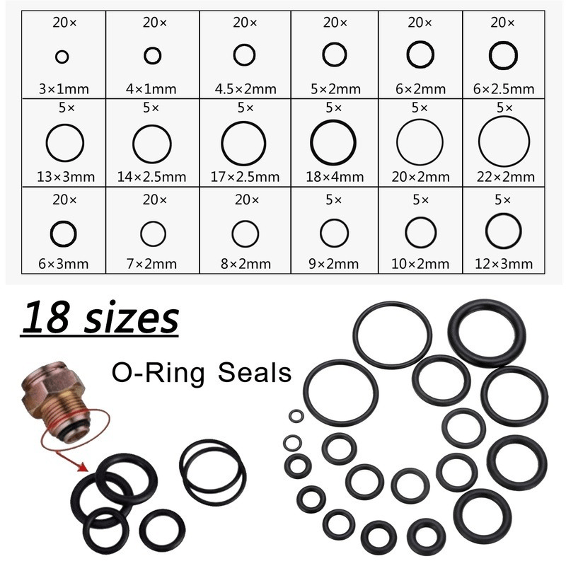 225pcs Rubber O Rings In 18 Sizes Oil Resistant O Ring Combination