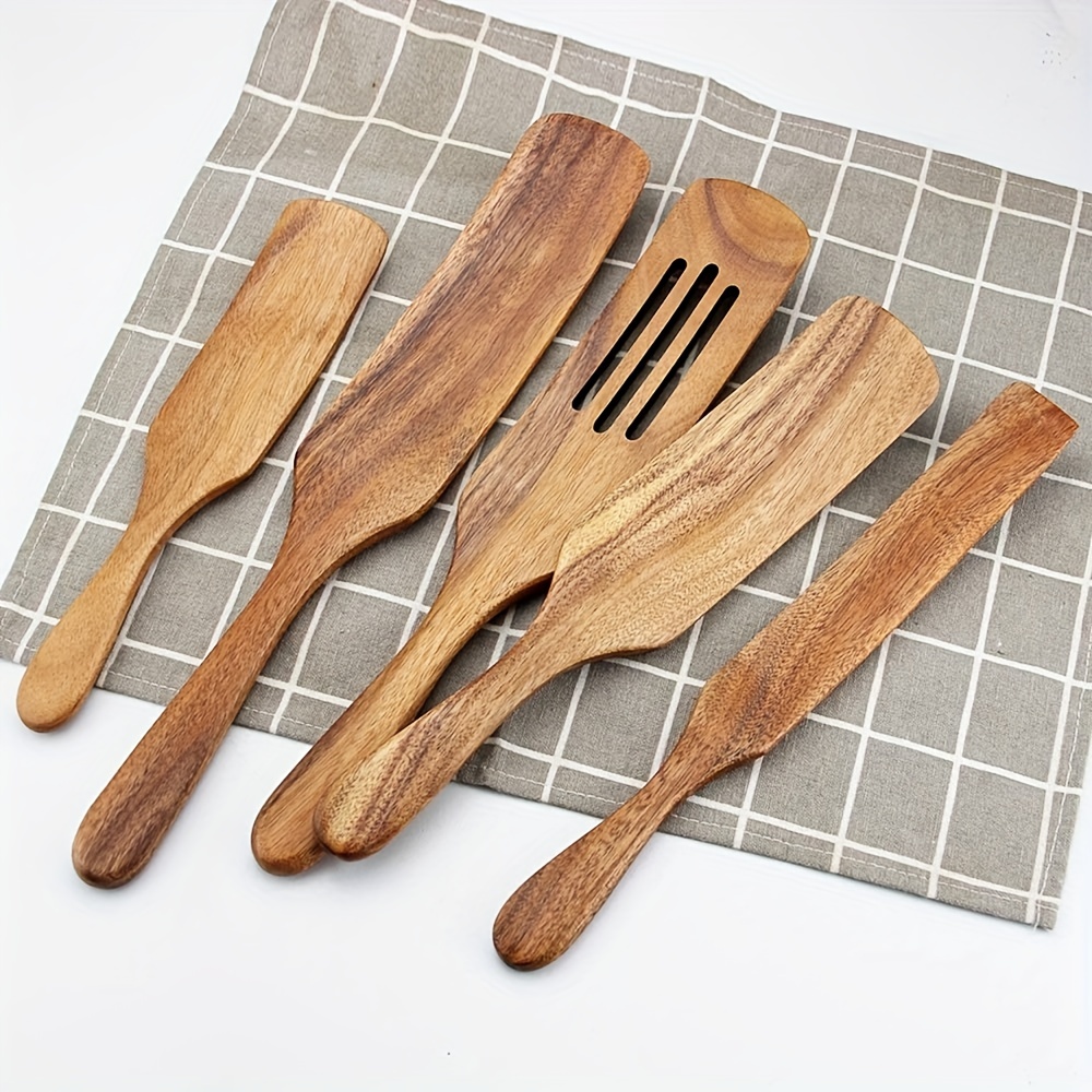 Silicone Kitchen Utensil Set - 8pc Natural Acacia Wooden Cooking