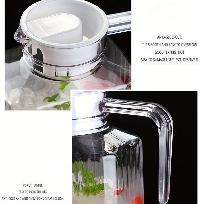 Plastic Pitcher with Lid Clear Acrylic Pitcher Shatter Proof Drink Pitcher  Juice Containers with Lids for Fridge Iced Tea Pitcher with Spout Handle