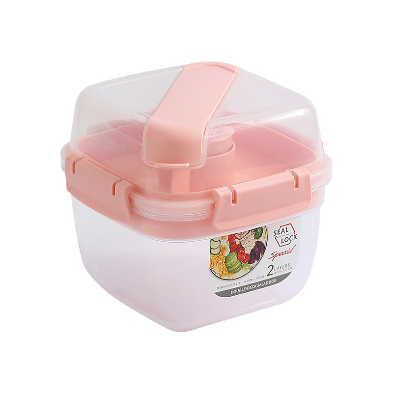 Portable Lunch Box Salad Container New 2 Layer Lunch Seal