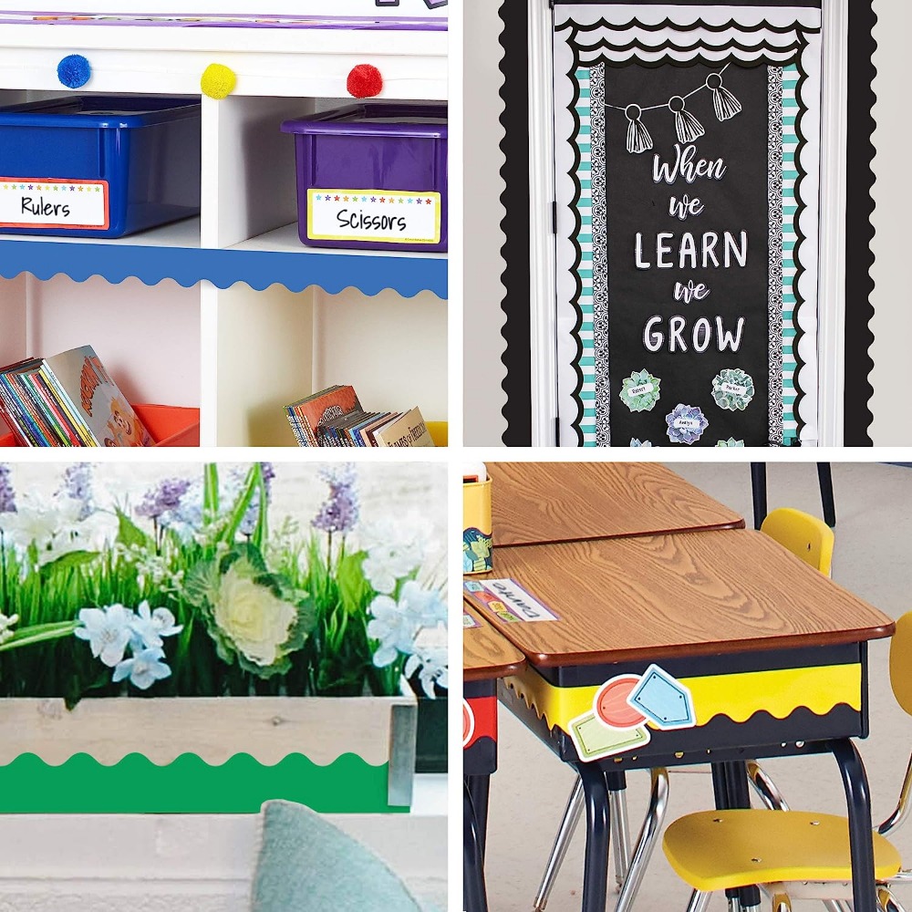 Pinnwand-Bordüren Für Klassenzimmer – 6 Rollen Bunte, Gewellte Papierbordüren Für Whiteboards & Korktafeln