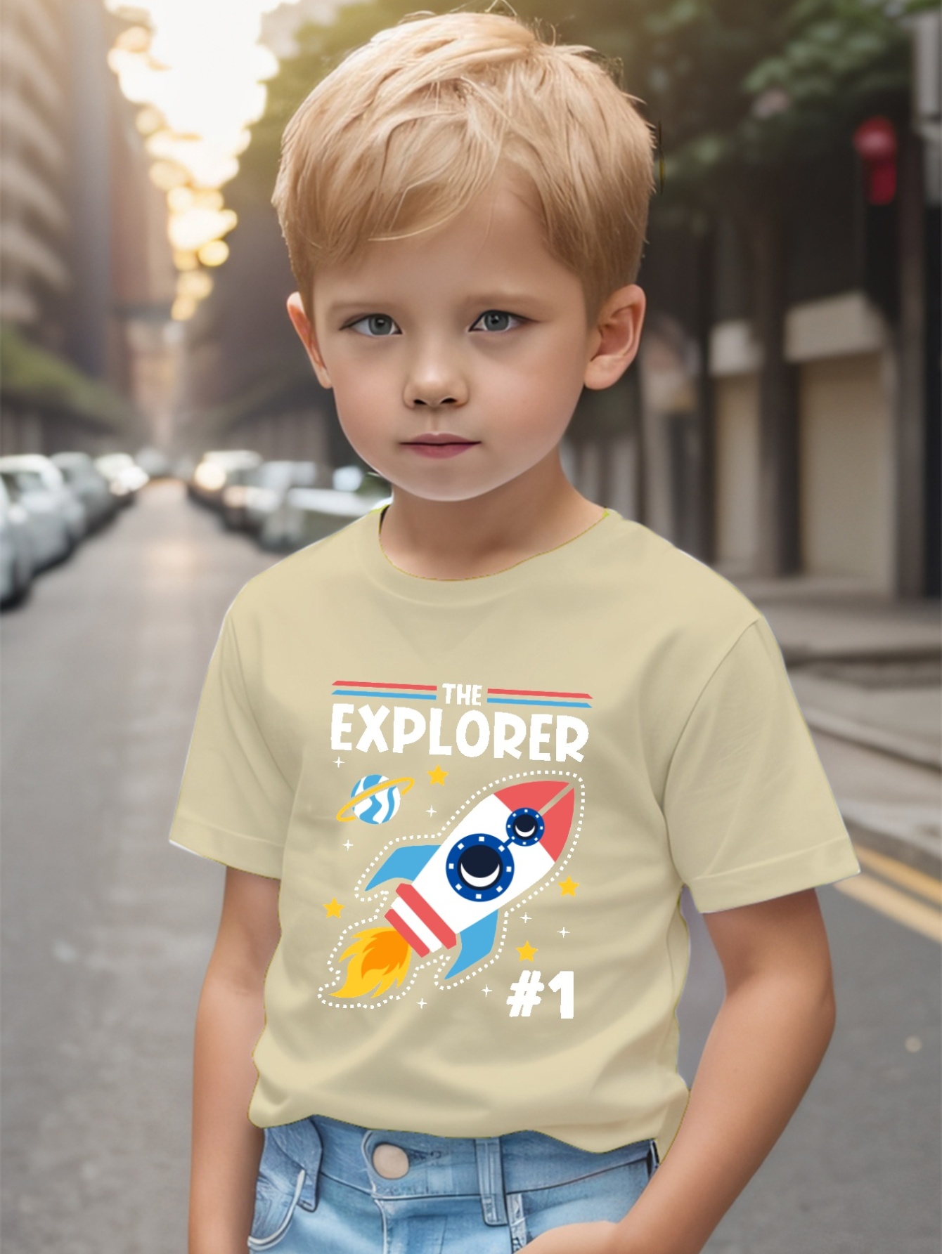 Cartoon Rocket Explorer Print T Shirt Tees Kids Boys Casual - Temu ...