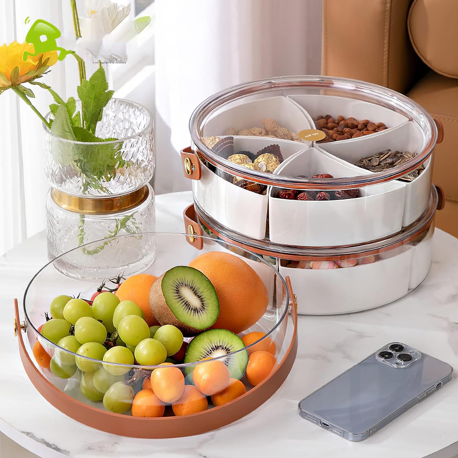 NUEAYMS Convenient Charcuterie Container with Lid and Handle Keep Your  Snacks Freshes and Organized Divideds Serving Tray Travel Portable Platter