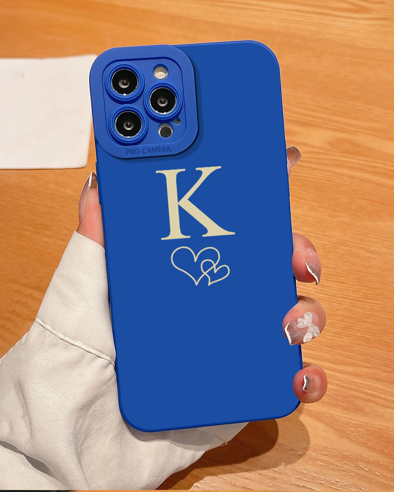 2pcs Butterfly Heart Letter K Graphic Luxury Shockproof Phone Case
