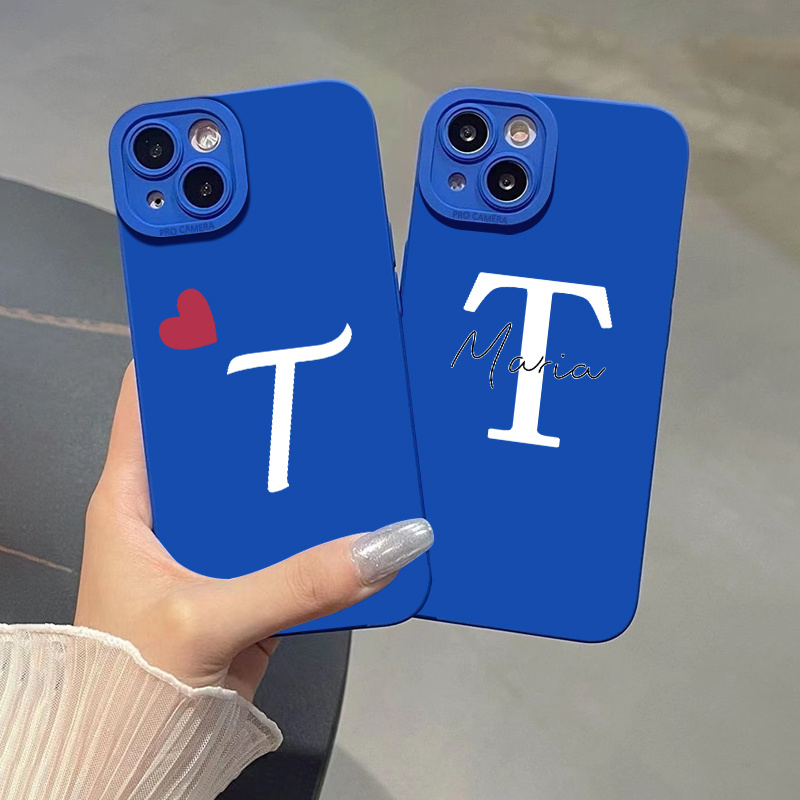 2pcs Letter T Graphic Silicone Phone Case for iPhone 11 14 Pro Max XR XS  Plus Mini Luxury Matte Shockproof Soft Cover Cases