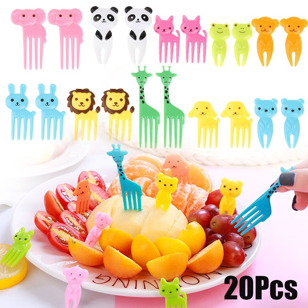 Hapeisy 6pcs Animal Fruit Food Picks, Bento Box Picks, Mini Cartoon Animal Food Toothpicks, Lunch Bento Forks Picks for Kids, Size: 4
