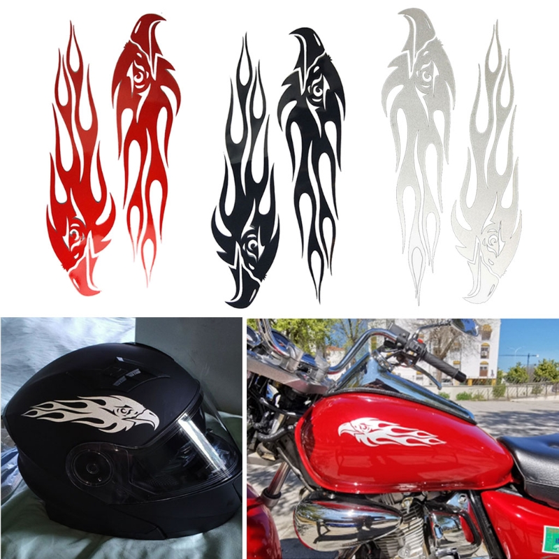 Motorrad Reflektierende Aufkleber Paar Montage Adler Flamme