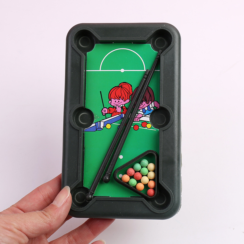Mini juego de mesa de billar portátil pequeño juego de billar con 2 palos,  16 bolas y triángulo para fiesta de viaje