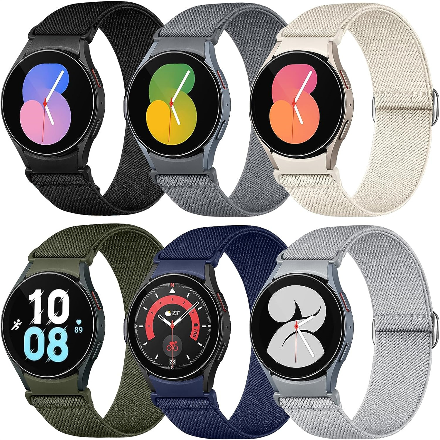 4 PACK Bands Compatible with Samsung Galaxy Watch 4 Band 40mm 44mm, Galaxy  Watch 4 Classic Band 42mm 46mm, Galaxy Watch 5 Bands, Galaxy Watch 5 Pro