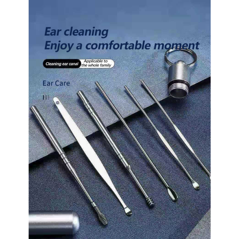 Kit d'enlèvement de cérumen, outils de prélèvement d'oreilles Enlèvement de  cérumen 6-en-1 Ensemble d'outils de nettoyage de l'oreille en acier  inoxydable Ear Curette Outil de dissolvant de cire d'oreille avec boîte de