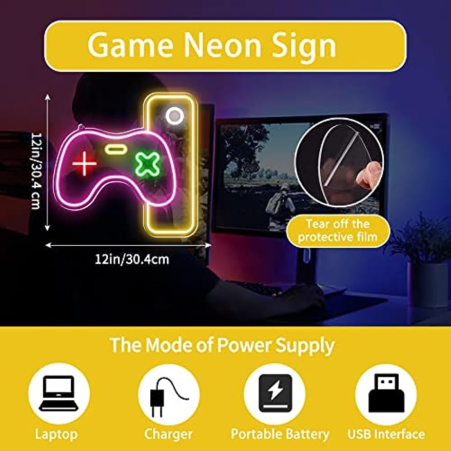 1pc Led Game Neon Sign Light Gamepad Shape Led Sign Light - Temu