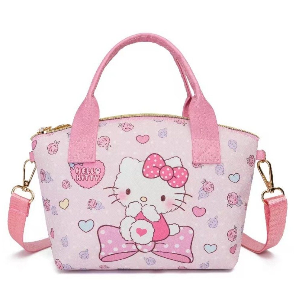 FITATHER Kids Wallet, Mini Toddler Purse, Cute Crossbody Shoulder Bag for Girls, Cartoon Hello Kitty PU Hangbag with Pearl Handle and Adjustable