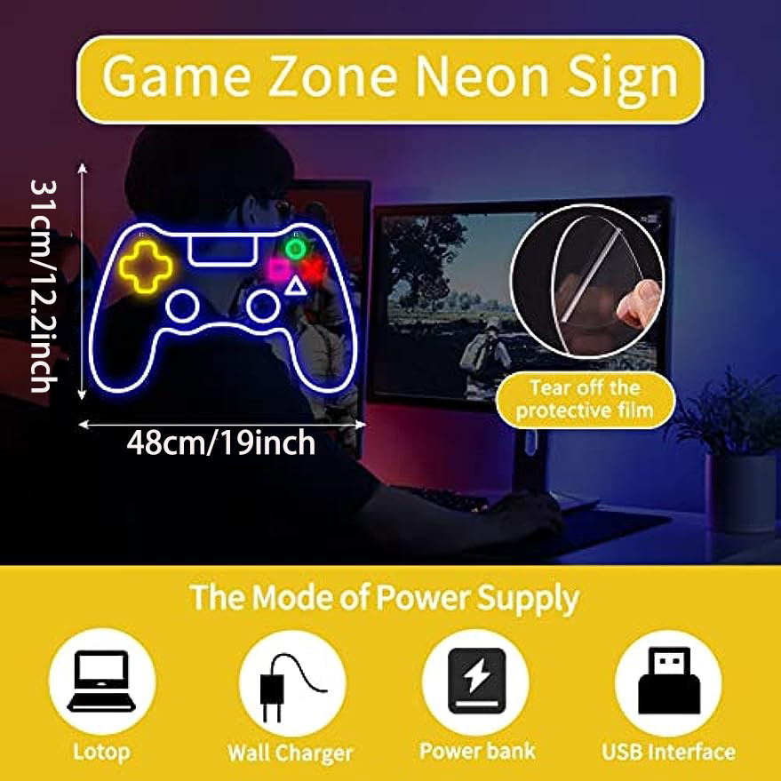 1pc Led Game Neon Sign Light Gamepad Shape Led Sign Light - Temu