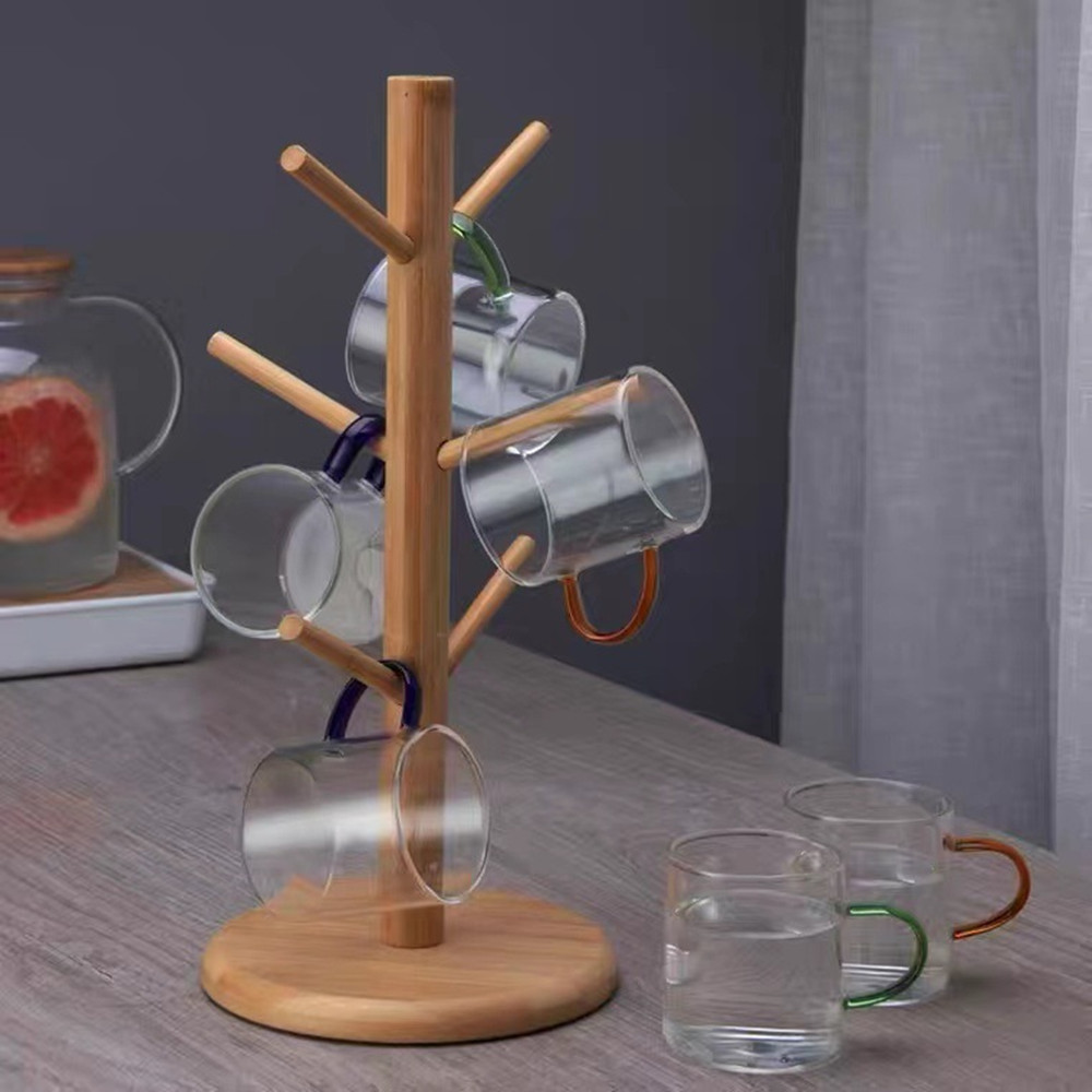 Lorbro Árbol de taza de café con 8 ganchos, soporte para taza, soporte de  bambú para tazas de café, árbol de taza de encimera, soporte para tazas