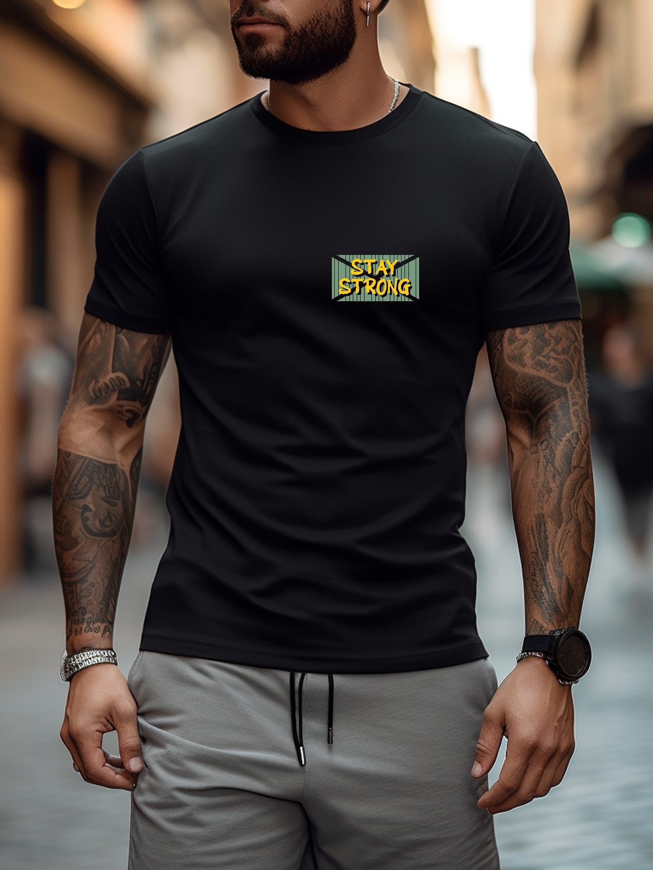  Letter Prined Crewneck Short Sleeve T Shirts for Men