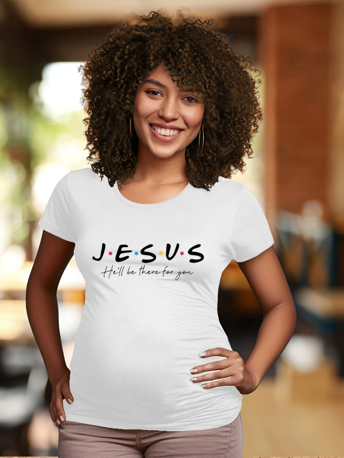 Women's Maternity Jesus Print Active T-Shirt