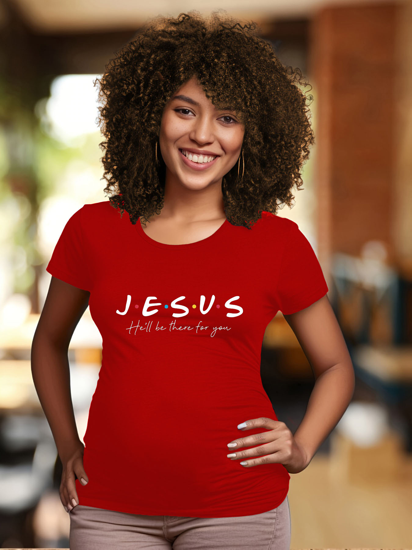 Women's Maternity Jesus Print Active T-Shirt