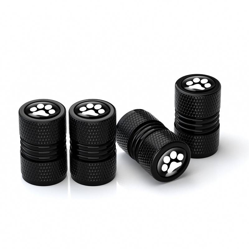 4 Black Ford Tire Valve Stem Caps – Universal Fit, Auto Racing Style