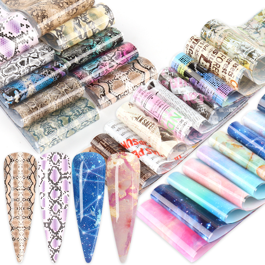 50 Designs Nail Foil Transfer Stickers,holographic Laser Nail Foil Transfer  Decals,serpentine Lace Flower Starry Sky Design Nail Art Decals - Temu
