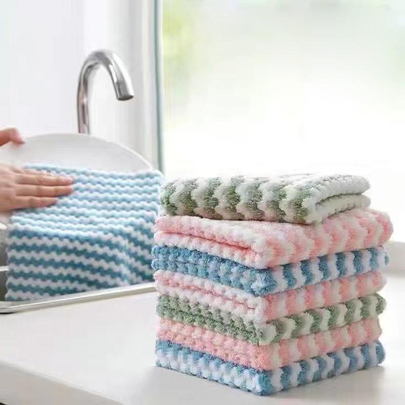 Dish Towels,5 Pack Kitchen Dishcloth, Super Absorbent Microfiber No Odor  Reusable Dishtowels Nonstick Oil Fast Drying Dish Rags for Cleaning Dishes ,Car,Kitchen and Bath (Random Colour) 