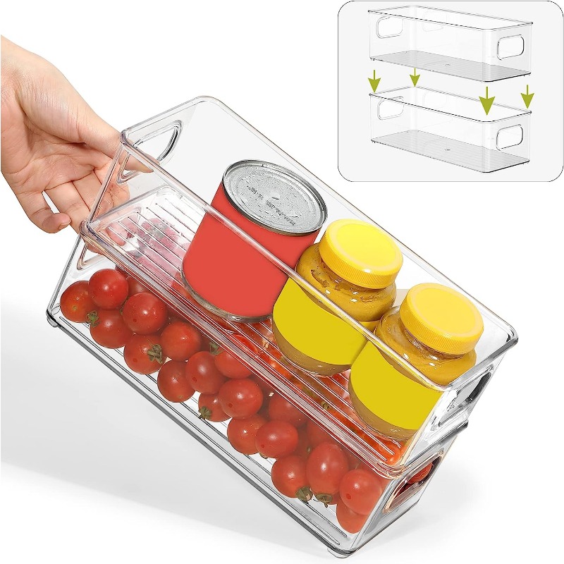 2PCS Stackable Acrylic Storage Bins, Clear Organizers with Handles for  Pantry, Countertop, Shelves, Cabinet, Household Food Storage Containers  with
