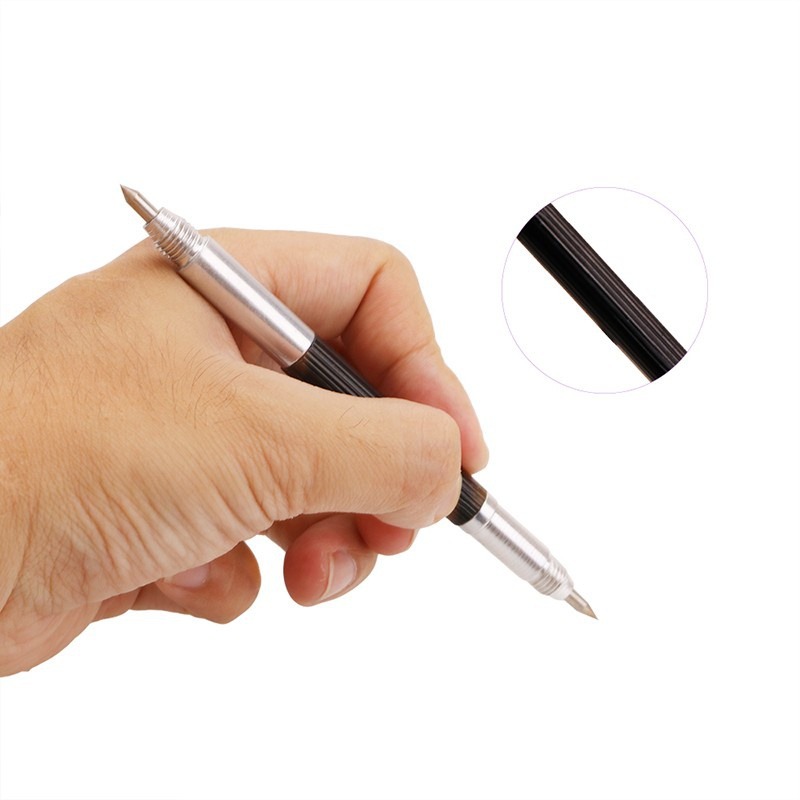 Portable DIY Double Head Ceramics Tile Etching Pen Anti Slip Handle  Lettering Scriber Marking Engraving Tools