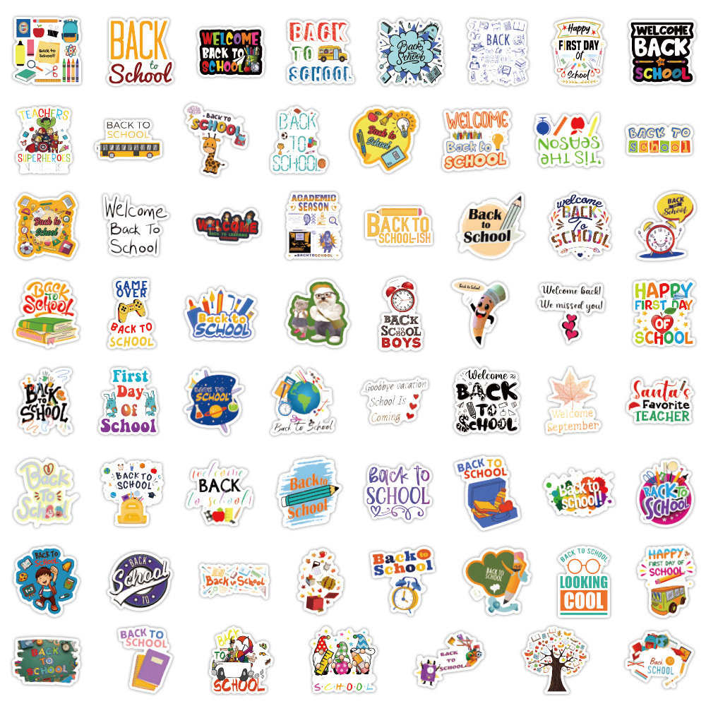 Cartoon Back To School Sticker Preppy Stickers Preppy Stuff - Temu