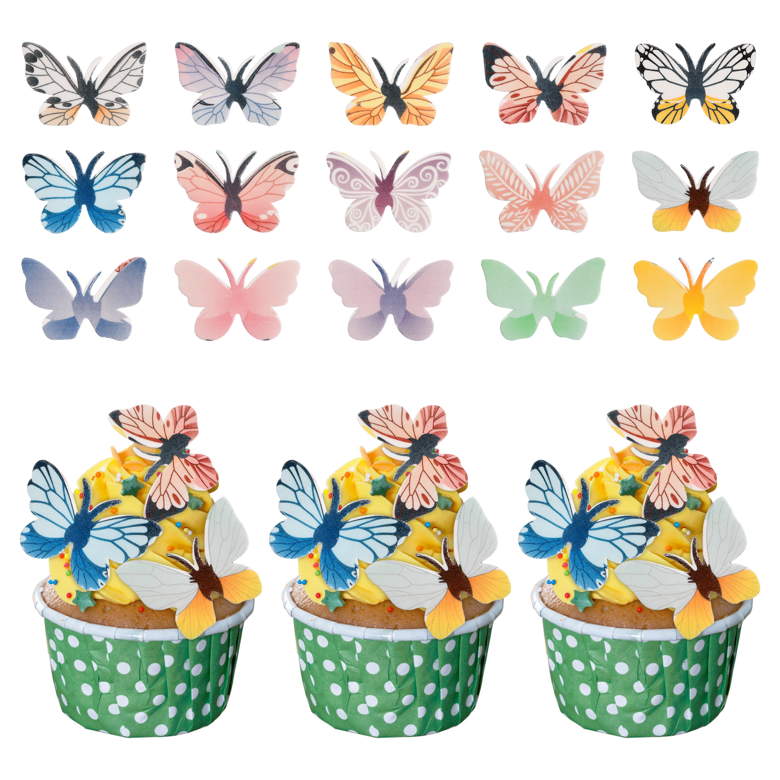 Cake Topper Edible Flowers Butterflies Cupcake Toppers - Temu