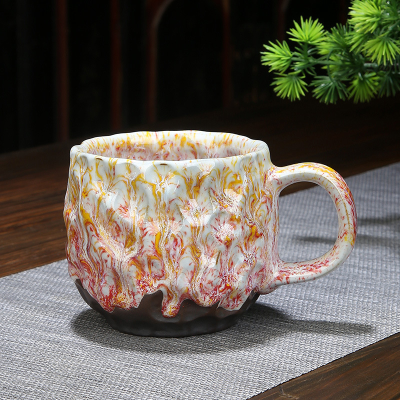 Retro Vintage Coffee Mug Unique Ceramic Cup Kiln Change Clay Breakfast Cup