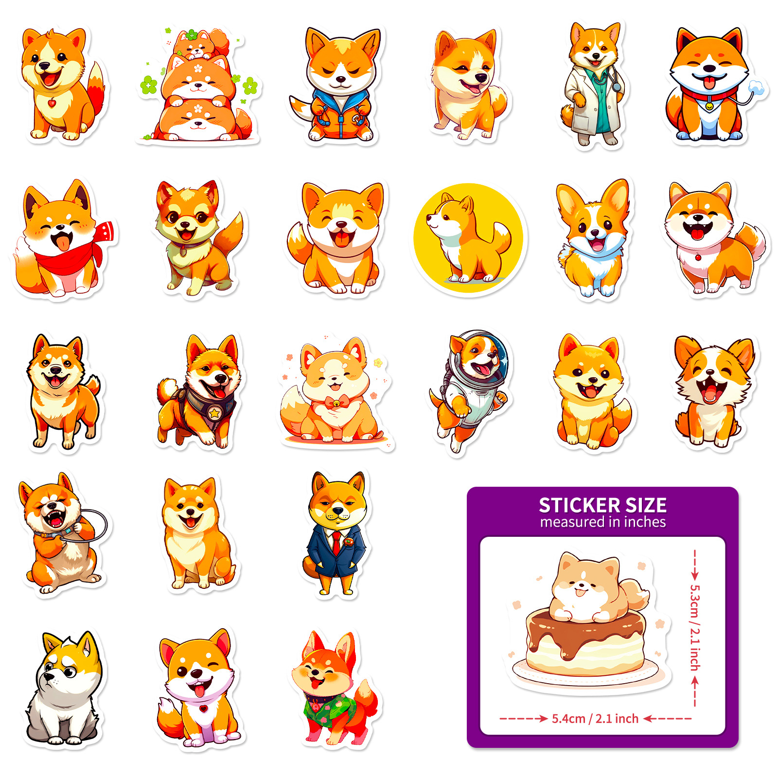 Kawaii 3D Shiba Inu Puffy Stickers Scrapbooking Diy Journal