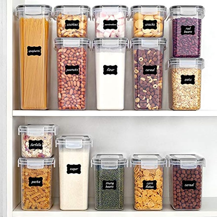 3/4/7pcs Plastic Airtight Food Containers For Kitchen Organization With  Lids, 24 Labels, 1 Marker For Cereal And Flour Storage Containers PP  Material