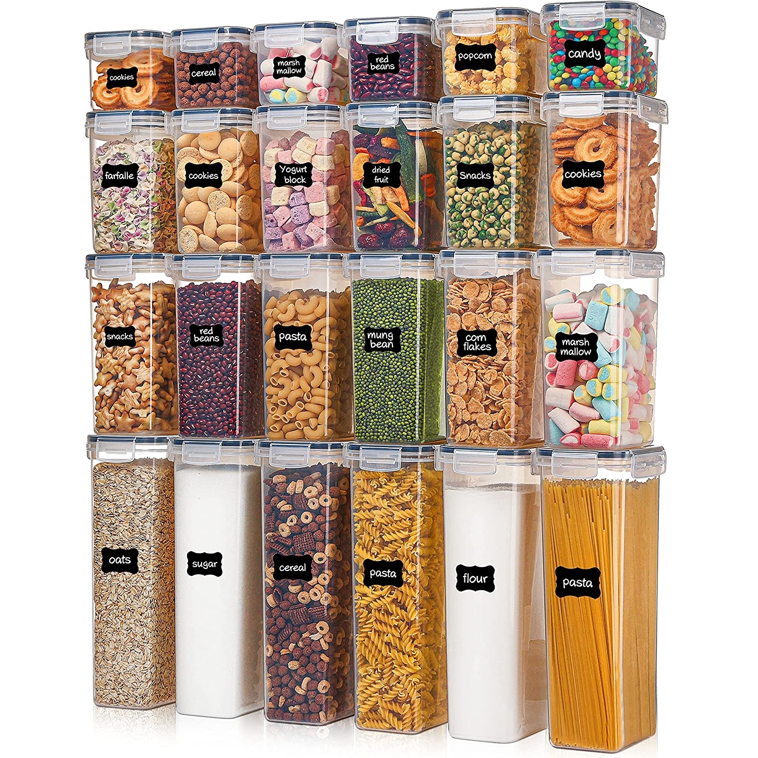 Airtight Food Storage Containers With Lids,plastic Kitchen & Pantry  Organization And Storage For Flour Sugar Cereal And Dry Food, 24 Labels -  Temu