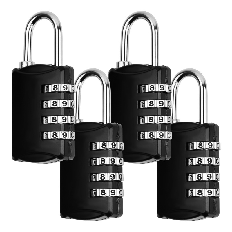 

4pcs Padlock With Number Code, 4-digit Combination Lock, Combination Lock, Locker Lock, Weatherproof, Frost-proof Locker Lock For School, Gym