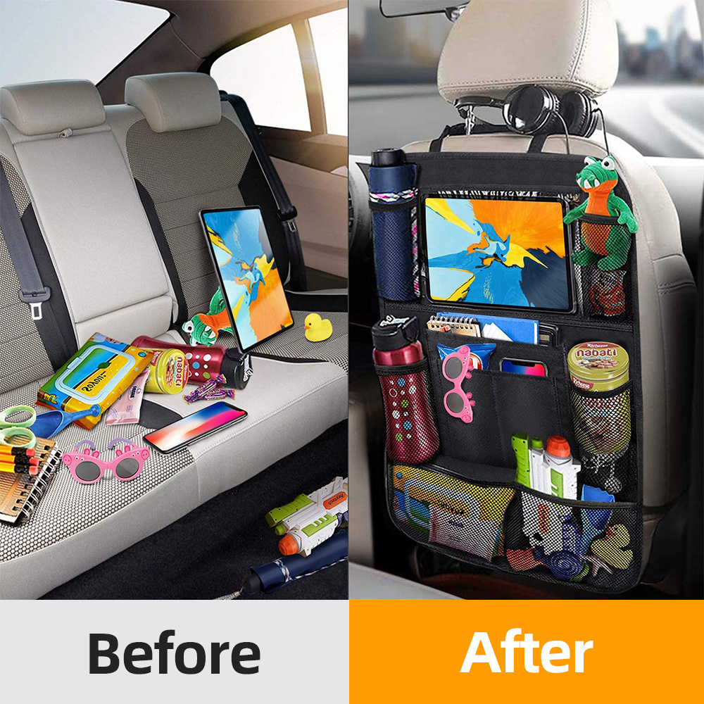 Car Seat Back Organizer w/ Tablet Holder Auto Back Seat Storage Protector
