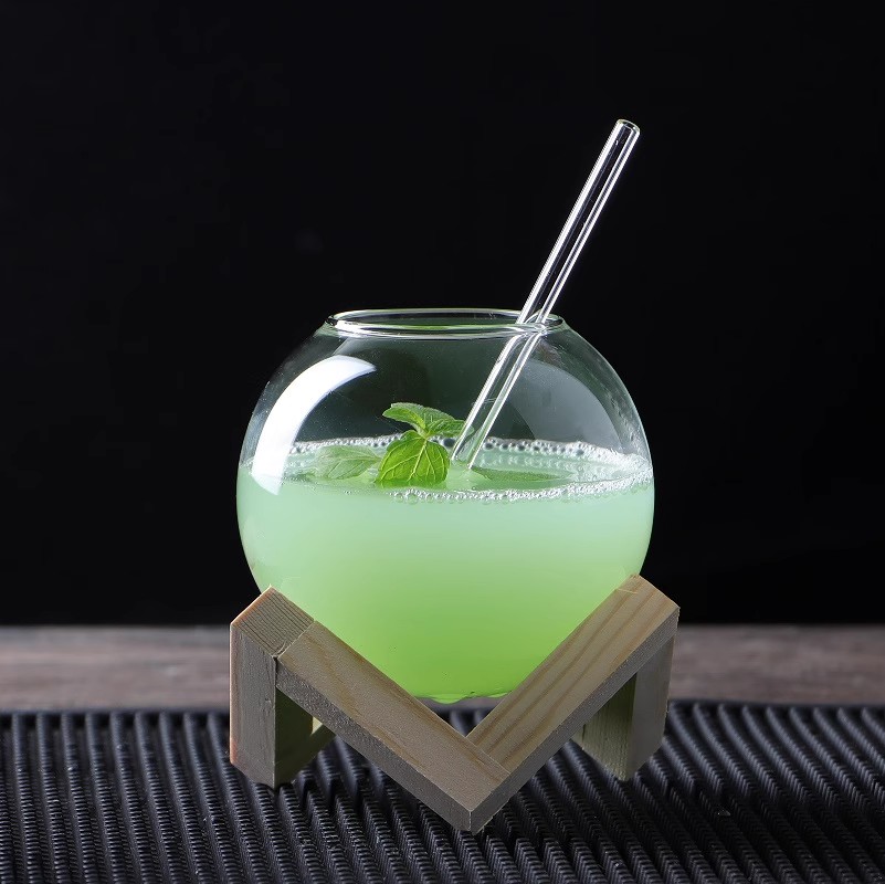 Clear Moon Cocktail Glass With Wood Stand Unique Shape Bar Glassware Drum  Drink Cup Ronud Ball Cocktail Cup Smoothie Bowl For Restaurant For  Restaurants/cafes - Temu