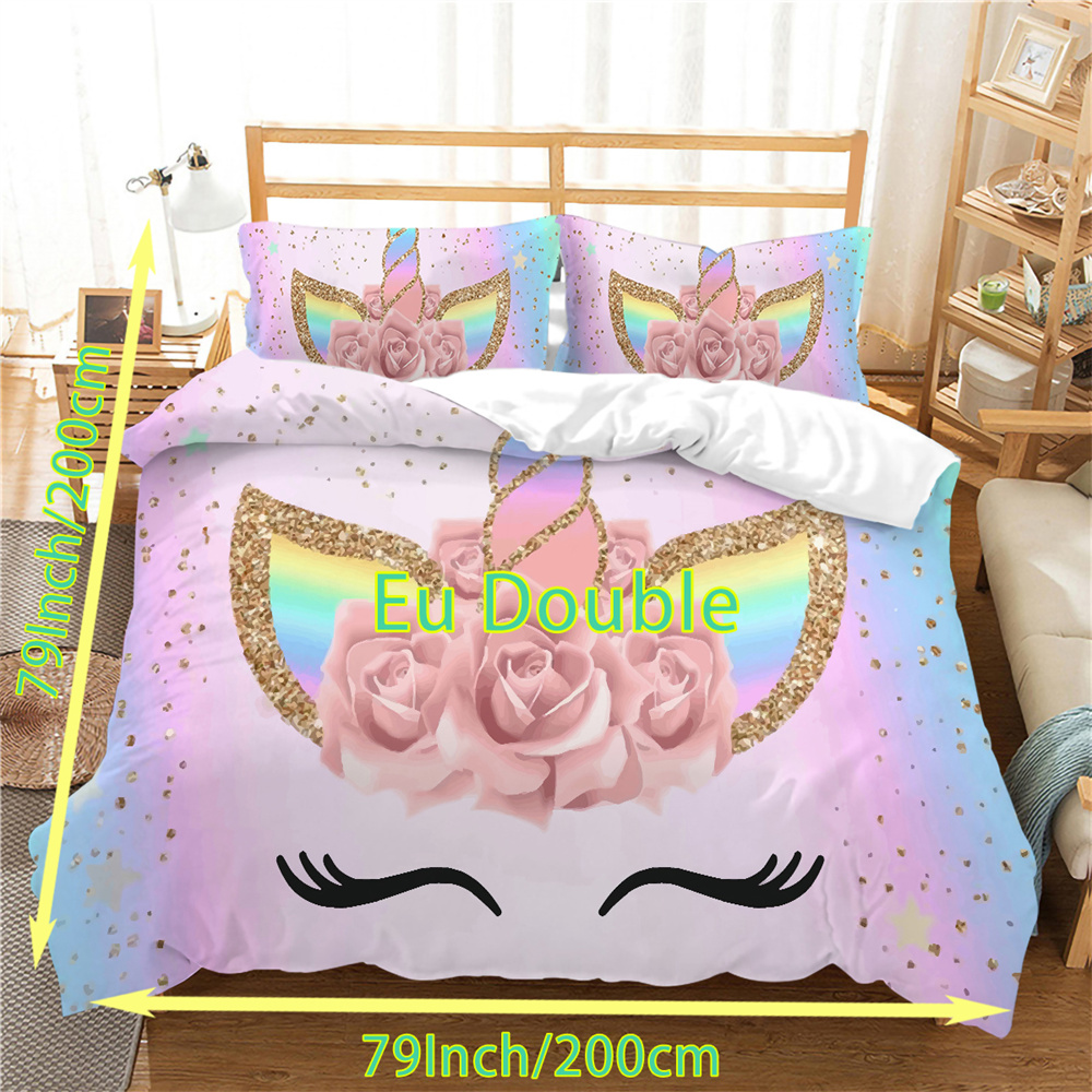 Pink and gold unicorn bedding sale