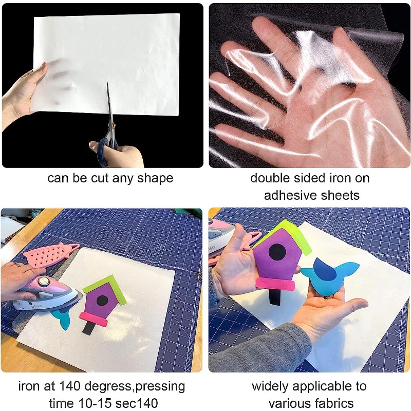 A4 Diy Iron on Adhesive Sheets Double sided Press on Patch - Temu
