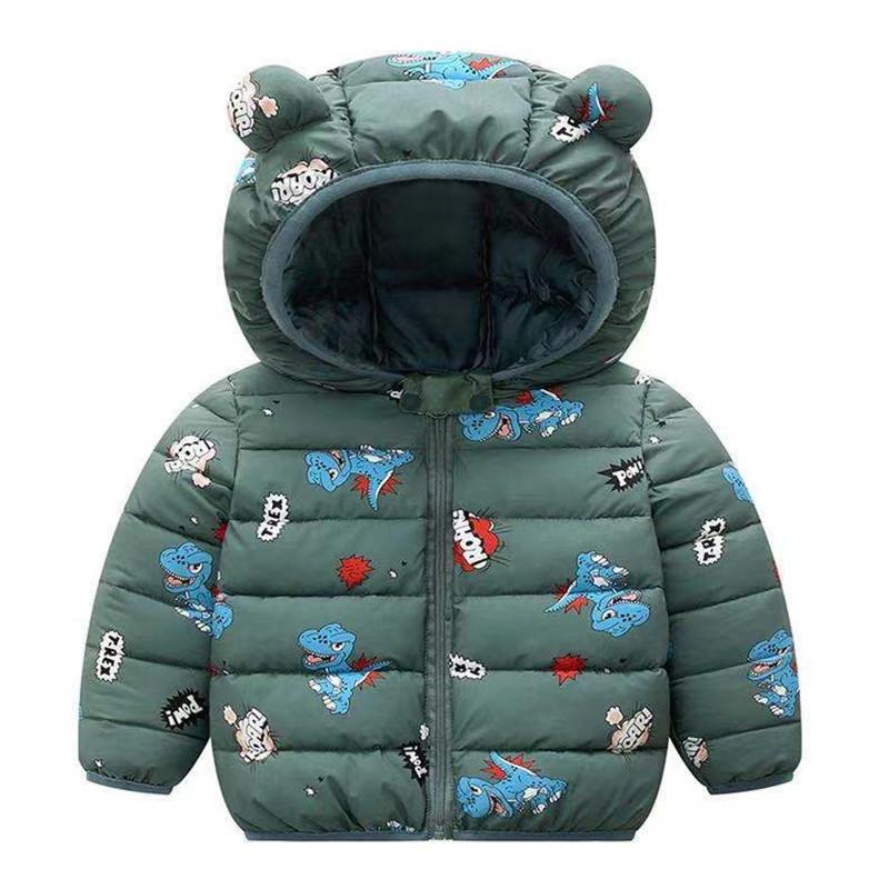 Toddler Girl Animal Print Ear Design Zipper Hooded Coat