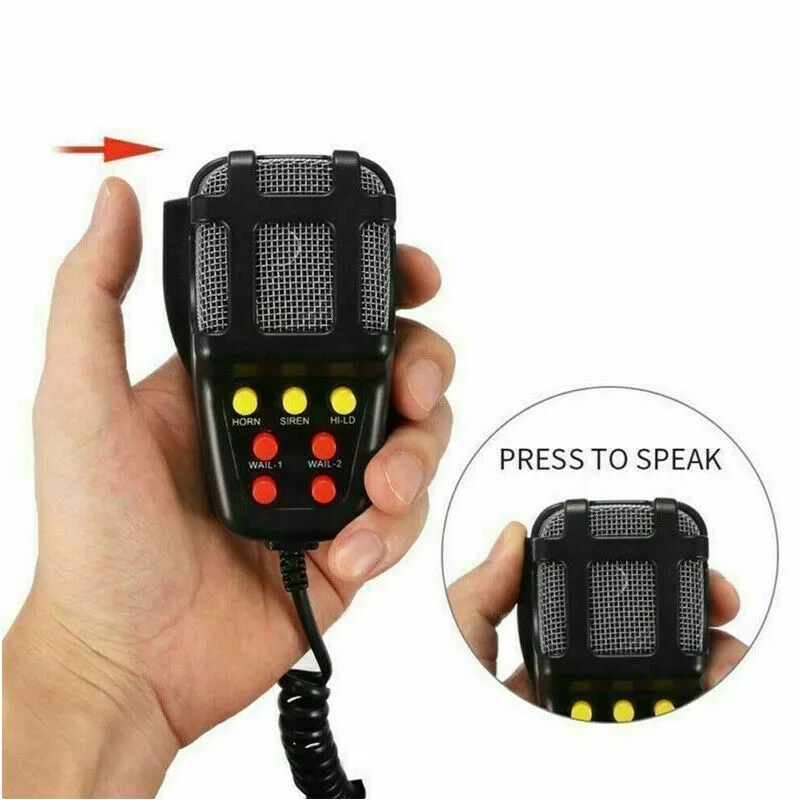 Sirène d'avertissement électronique pour voiture, moto, pompiers,  ambulance, haut-parleur avec micro 100 W 12 V 7 sons