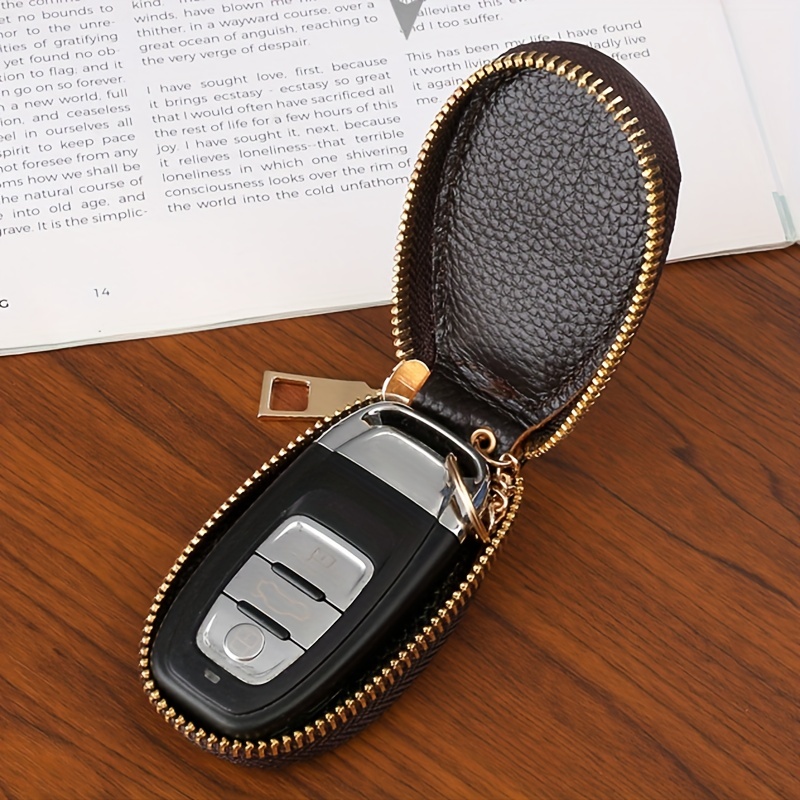 Men's Trendy Mini Leather Key Holder, Minimalist Keychain Case Wallet - Temu