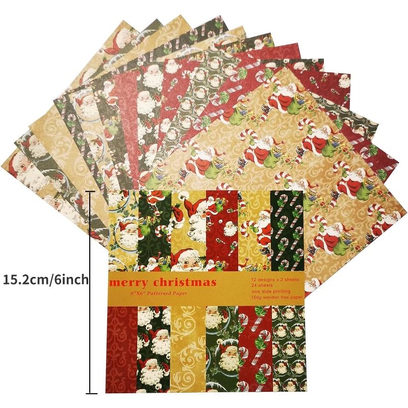 24枚 クリスマススクラップブック紙 6x6インチ クリスマスアソートパターン ジャンクジャーナル用 カードストック紙 - Temu Japan