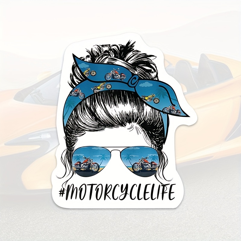 Motorcycle Life Girl Motorcycle Rider, Cycle Old Lady Biker, Cars Trucks  Moped Helmet Hard Hat Auto Automotive Craft Laptop Vinyl Decal Wall Sticker