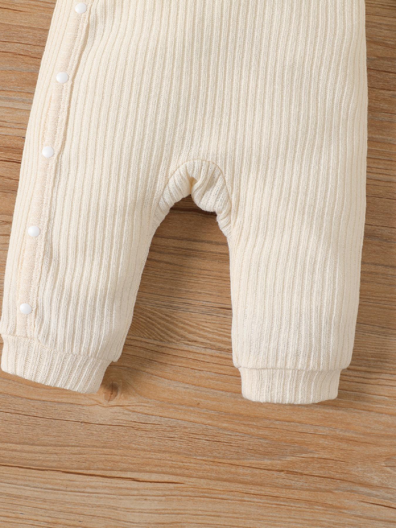 Baby Boy/girl Solid Rib Knit Button Front Long Sleeve - Temu