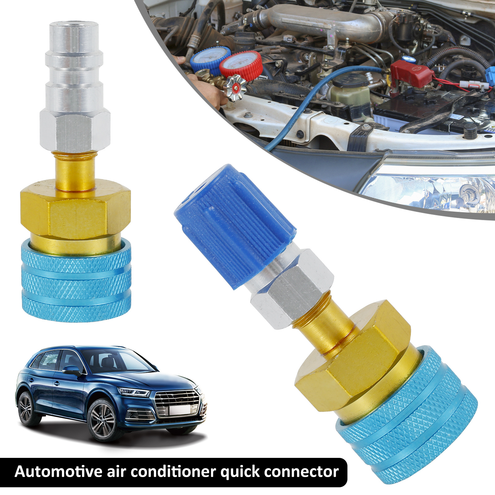 R1234YF Low Side Quick Coupler，R1234YF to R134A AC Charging Hose Adapter  Fitting Connector for Car Air-Conditioning 